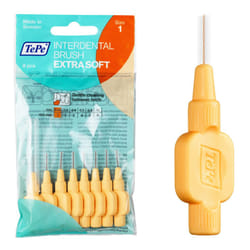 TePe Interdental Brush, Extra Soft, Orange, 0.45mm/ISO 1, 8pcs, Teeth Cleaning Plaque Removal, efficient Clean Between Teeth, for Narrow Gaps