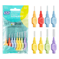 TePe Interdental Brush, Extra Soft, Mixed Pack, 0.45-1.1mm/ISO 1-6, 8pcs, Plaque Removal, flossers for Wide Gaps, from Narrow to Large Gaps