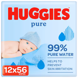 Huggies Pure, Baby Wipes, 12 Packs (672 Wipes Total) - Natural Wet Wipes for Skin - 99 Percent Pure Water - Fragrance Free to ...