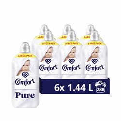 Comfort Pure Sensitive Fabric Conditioner dermatologically tested gentle next to sensitive skin 288 washes (6x 1.44 L)