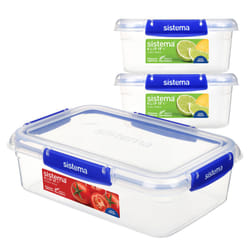 Sistema KLIP IT PLUS Leakproof Food Storage Containers | 2 x 1L & 2.2 L | Meal Prep Containers with Lids | School Lunch Boxes | BPA-Free | 3 Count