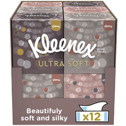 Kleenex Ultra Soft Facial Tissues - Pack of 12 Cube Tissue Boxes - Our Softest Tissue - Supremely Soft And Silky Designed With Luxury In Mind
