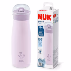 NUK Mini-Me Sip Toddler Cup , 9+ Months , 300 ml , Stainless Steel Water Bottle For Kids , Leak-Proof Toughened Spout , Shatt ...