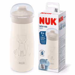 NUK Mini-Me Sip Toddler Cup , 9+ Months , 300 ml , Stainless Steel Water Bottle For Kids , Leak-Proof Toughened Spout , Shatt ...