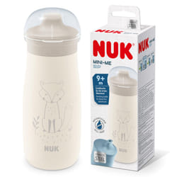 NUK Mini-Me Sip Toddler Cup , 9+ Months , 300 ml , Stainless Steel Water Bottle For Kids , Leak-Proof Toughened Spout , Shatter-Proof , Beige Fox
