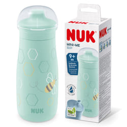 NUK Mini-Me Sip Toddler Cup | 9+ Months | 300 ml | Kids Water Bottle | Leak-Proof Toughened Spout | Shatter-Proof | Mint Bee