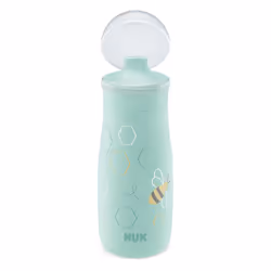 NUK Mini-Me Sip Toddler Cup | 9+ Months | 300 ml | Kids Water Bottle | Leak-Proof Toughened Spout | Shatter-Proof | Mint Bee