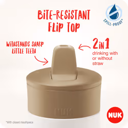 NUK Mini-Me Flip Toddler Cup with Straw | 12+ Months | 450 ml | Kids Water Bottle | Leak-Proof Toughened Spout | Shatter-Proof | Pink Paint Dabs