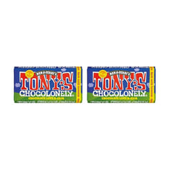 Tony's Chocolonely Chocolate Love A-Fair Dark Milk Brownie Chocolate Bar 180g (Pack of 2)