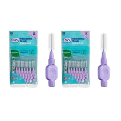 TePe Interdental Brush, Extra Soft, Purple, 1.1mm/ISO 6, 8pcs, Plaque Removal, Effective Cleaning Teeth, Dental flosser for Large Gaps (Pack of 2)