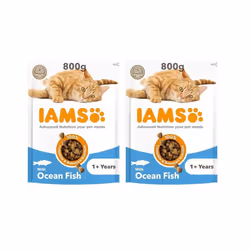 IAMS Complete Dry Cat Food for Adult 1+ Cats with Ocean Fish 800 g (Pack of 2)
