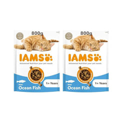 IAMS Complete Dry Cat Food for Adult 1+ Cats with Ocean Fish 800 g (Pack of 2)