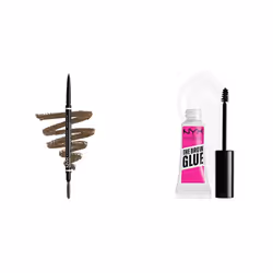 Nyx Professional Makeup Micro Brow PenCil, Shade Ash Brown & The Brow Glue Instant Brow Styler Clear Bundle