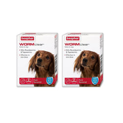 Beaphar WORMclear Tablets for Dogs, Kills all Common UK Intestinal Worms (Roundworms and Treatment, Pork-Flavoured, 2 Tablets, Up to 20 kg (Pack of 2)
