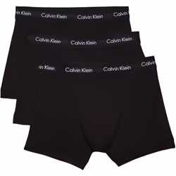 Calvin Klein Cotton Stretch 3 Pack Trunk, All Black(Size: M)