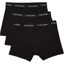 Calvin Klein Cotton Stretch 3 Pack Trunk, All Black(Size: M)
