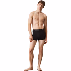 Calvin Klein Cotton Stretch 3 Pack Trunk, All Black(Size: M)
