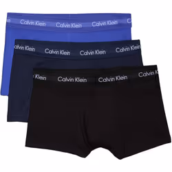 Calvin Klein Men's Low Rise Trunk 3pk 0000u2664g Low Rise Trunk, Black/Blueshadow/Cobaltwater Dtm Wb, XS