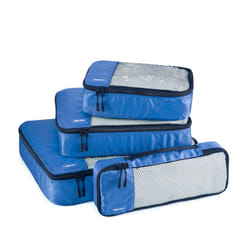 Amazon Basics Packing Cubes for Suitcases, Travel Organisers, Zipper, 4-Piece Set Bags, Large/Medium/Small/Slim, Blue
