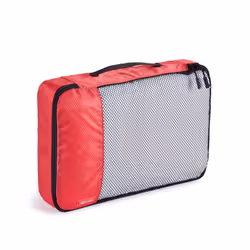 Amazon Basics Packing Cubes for Suitcases, Travel Organisers, Zipper, 4-Piece Set Bags, Large/Medium/Small/Slim, Red