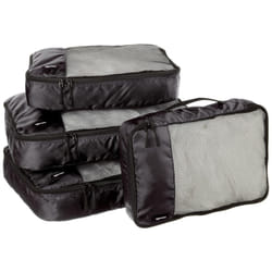 Amazon Basics Packing Cubes for Suitcases, Travel Organisers, Zipper, 4-Piece Set Bags, 2 Large and 2 Medium, Black