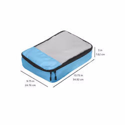 Amazon Basics Packing Cubes for Suitcases, Travel Organisers, Zipper, 4-Piece Set Bags, Medium, Sky Blue