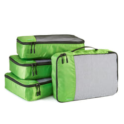 Amazon Basics Packing Cubes for Suitcases, Travel Organisers, Zipper, 4-Piece Set Bags, Medium, Green