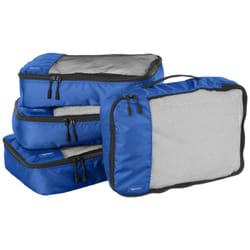 Amazon Basics Packing Cubes for Suitcases, Travel Organisers, Zipper, 4-Piece Set Bags, Medium, Blue