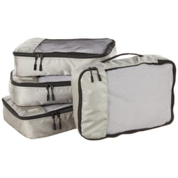 Amazon Basics Packing Cubes for Suitcases, Travel Organisers, Zipper, 4-Piece Set Bags, Medium, Gray
