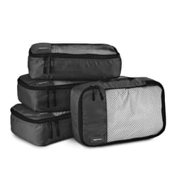 Amazon Basics Packing Cubes for Suitcases, Travel Organisers, Zipper, 4-Piece Set Bags, Small, Black