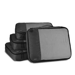 Amazon Basics Packing Cubes for Suitcases, Travel Organisers, Zipper, 4-Piece Set Bags, Large, Black
