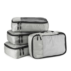 Amazon Basics Packing Cubes for Suitcases, Travel Organisers, Zipper, 4-Piece Set Bags, Small, Gray