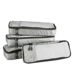 Amazon Basics Packing Cubes for Suitcases, Travel Organisers, Zipper, 4-Piece Set Bags, Slim, Gray