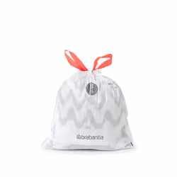 Brabantia 100314 PerfectFit Bin Liners Multipack (Size B/5 Litre) Thick Plastic Trash Bags with Tie Tape Drawstring Handles (200 Bags), White