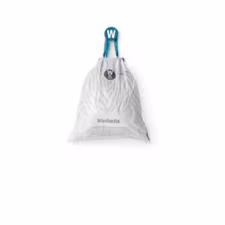 Brabantia 137884 PerfectFit Bin Liners Multipack (Size W/5 Litre) Thick Plastic Trash Bags with Tie Tape Drawstring Handles (200 Bags), White