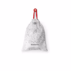 Brabantia 138263 PerfectFit Bin Liners (Size Y/20 Litre) Thick Plastic Trash Bags with Tie Tape Drawstring Handles (40 Bags), White