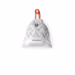 Brabantia PerfectFit Bin Liners (Size B/5 Litre) Thick Plastic Trash Bags with Tie Tape Drawstring Handles (40 Bags),White,137747