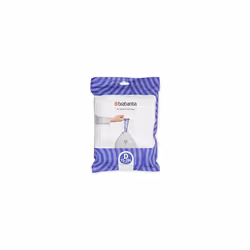 Brabantia PerfectFit Bin Liners (Size D/15-20 Litre) Thick Plastic Trash Bags with Tie Tape Drawstring Handles (40 Bags)
