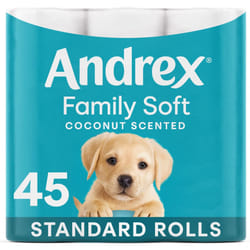 Andrex Coconut Fresh Fragrance Toilet Rolls - 45 Toilet Roll - Bulk Buy Toilet Rolls - Coconut Scented Toilet Rolls for a Fresh and Confident Clean