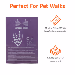 Amazon Basics Dog Poop/Waste Bags without Dispenser, Lavender, 300 Bags (20 Packs of 15 Bags)