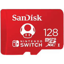SanDisk 128GB microSDXC card for Nintendo Switch consoles, Nintendo Licensed Product, up to for games, UHS-I, Class 10, U3, Super Mario Super Mushroom