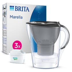 BRITA Marella Water Filter Jug Graphite (2.4L) Starter Pack incl. 3x MAXTRA PRO with digital LTI and Flip-Lid - now in sustainable Smart Box packaging