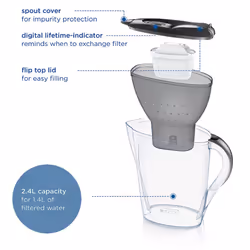 BRITA Marella Water Filter Jug Graphite (2.4L) Starter Pack incl. 3x MAXTRA PRO with digital LTI and Flip-Lid - now in sustainable Smart Box packaging
