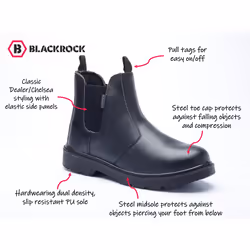 Blackrock Safety Dealer Boots Black, Mens Womens Steel Toe Cap Work Safety Safety Horse Riding, Yard Slip On Work Pull On, Ladies, Gardening - Size 13