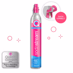 SodaStream - CO2 Cylinder for Sparkling Water Maker, Quick Connect Gas system, Makes 60 Compatible with Terra, Duo and Art, Reduce Plastic Waste, Pink