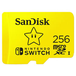 SanDisk 256GB microSDXC card for Nintendo Switch consoles, Nintendo Licensed Product, up to place for games, UHS-I, Class 3, U3, Super Mario Superstar