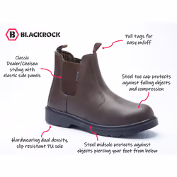 Blackrock Safety Dealer Boots Brown, Mens Womens Steel Toe Cap Work Safety Safety Horse Riding, Yard Slip On Work Pull On, Ladies, Gardening - Size 7