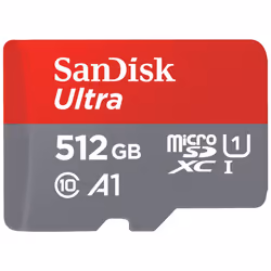 SanDisk 512GB Ultra microSDXC card + SD adapter, Memory card Full HD, up to For smartphones and Tablets, with A1 App Performa ...