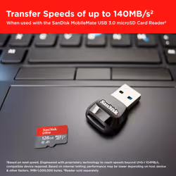 SanDisk 128GB Ultra microSDXC card + SD adapter, Memory card Full HD, up to For smartphones and Tablets, with A1 App Performance, UHS-I, Class 10, U1