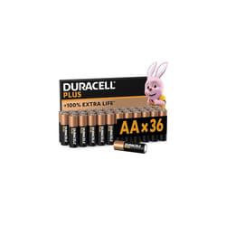Duracell Plus AA Batteries (36 Pack) - Alkaline 1.5V - Up To 100% Extra Life - Everyday Devices - 0% Plastic Packaging - 10-Year Storage - LR6 MN1500